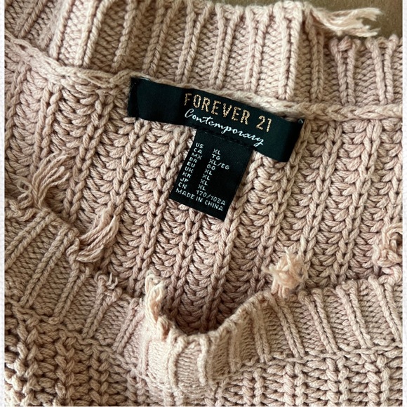 Forever 21 Frayed Hem Knit Sweater - taupe - Picture 2 of 2